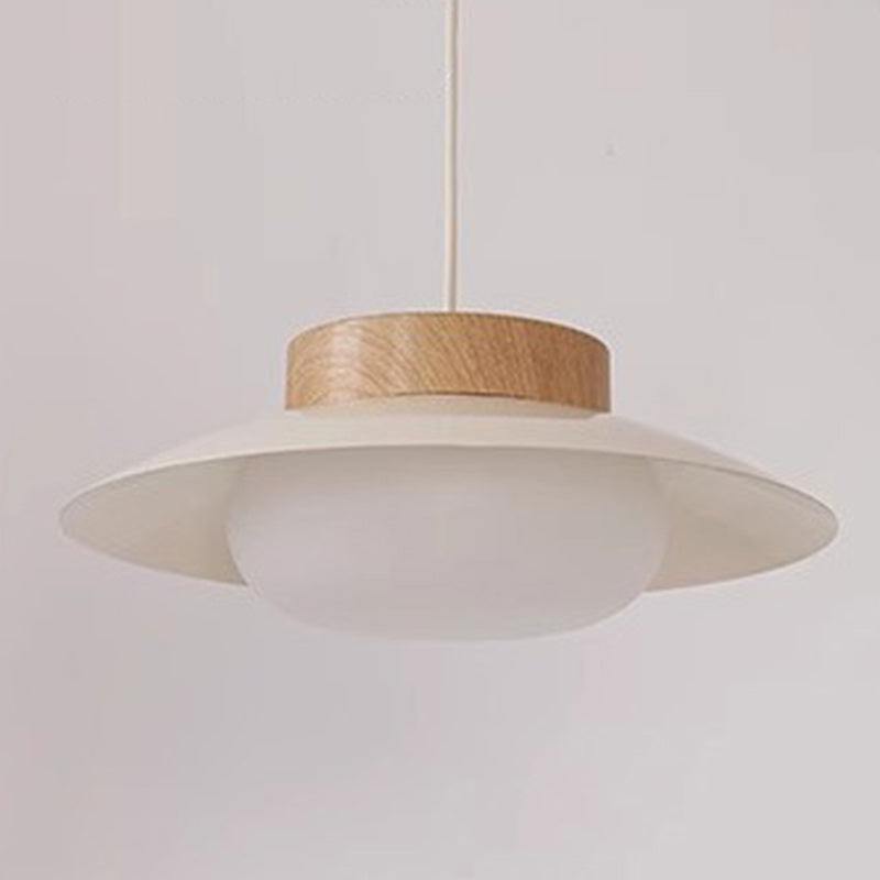 Traditional Japanese Round Acrylic Wood LED Pendant Light For Dining Room