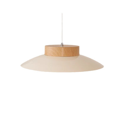 Traditional Japanese Round Acrylic Wood LED Pendant Light For Dining Room