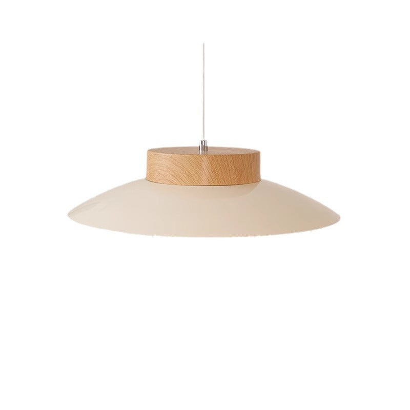 Traditional Japanese Round Acrylic Wood LED Pendant Light For Dining Room