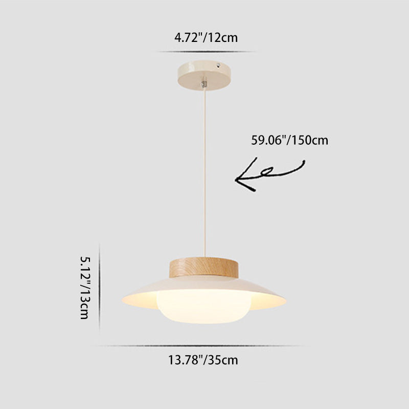 Traditional Japanese Round Acrylic Wood LED Pendant Light For Dining Room