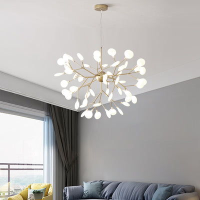 Traditional Scandinavian Tree Branch Iron Acrylic 9/27/36/45/54 Light Island Light Chandelier For Living Room