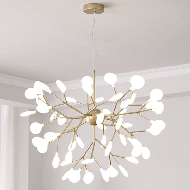 Traditional Scandinavian Tree Branch Iron Acrylic 9/27/36/45/54 Light Island Light Chandelier For Living Room