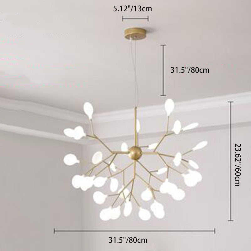 Lustre de style scandinave traditionnel en fer et acrylique avec branches d&
