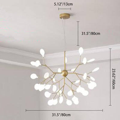 Traditional Scandinavian Tree Branch Iron Acrylic 9/27/36/45/54 Light Island Light Chandelier For Living Room