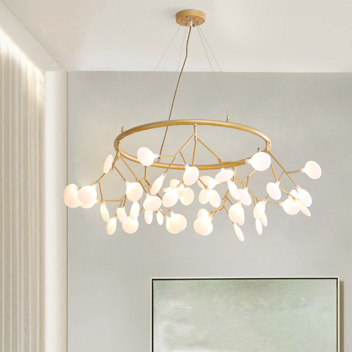 Lustre de style scandinave traditionnel en fer et acrylique avec branches d&