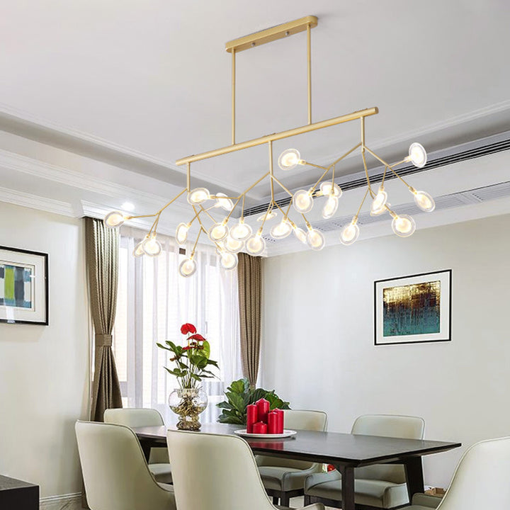 Lustre de style scandinave traditionnel en fer et acrylique avec branches d&