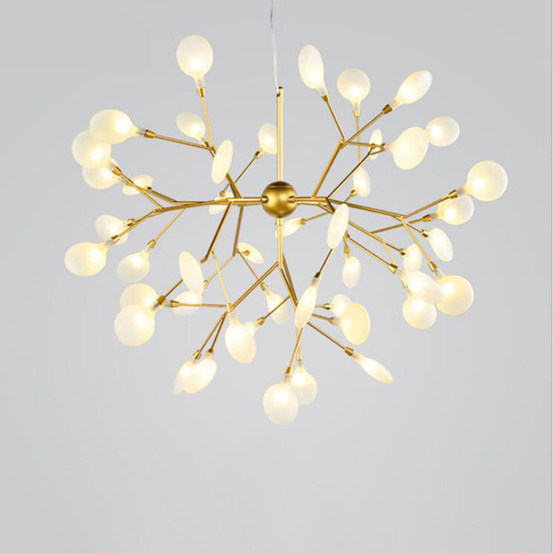 Lustre de style scandinave traditionnel en fer et acrylique avec branches d&