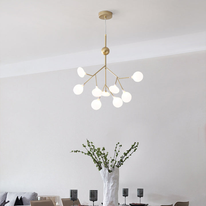 Lustre de style scandinave traditionnel en fer et acrylique avec branches d&