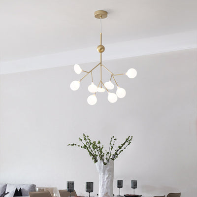 Traditional Scandinavian Tree Branch Iron Acrylic 9/27/36/45/54 Light Island Light Chandelier For Living Room