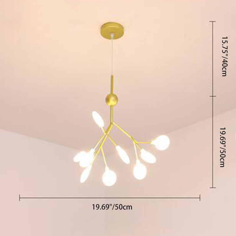 Lustre de style scandinave traditionnel en fer et acrylique avec branches d&