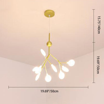 Traditional Scandinavian Tree Branch Iron Acrylic 9/27/36/45/54 Light Island Light Chandelier For Living Room