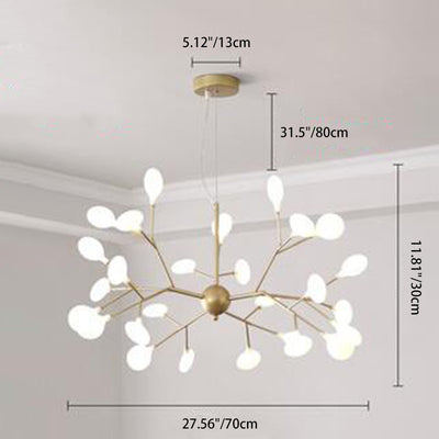 Traditional Scandinavian Tree Branch Iron Acrylic 9/27/36/45/54 Light Island Light Chandelier For Living Room