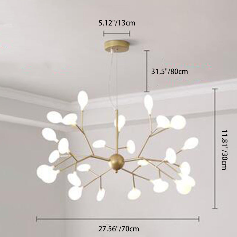 Traditional Scandinavian Tree Branch Iron Acrylic 9/27/36/45/54 Light Island Light Chandelier For Living Room