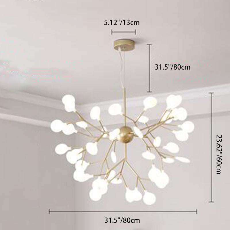 Lustre de style scandinave traditionnel en fer et acrylique avec branches d&
