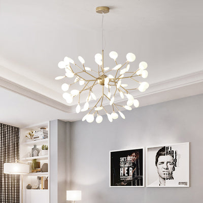 Traditional Scandinavian Tree Branch Iron Acrylic 9/27/36/45/54 Light Island Light Chandelier For Living Room