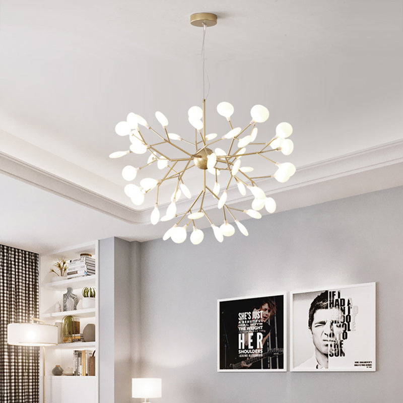 Traditional Scandinavian Tree Branch Iron Acrylic 9/27/36/45/54 Light Island Light Chandelier For Living Room