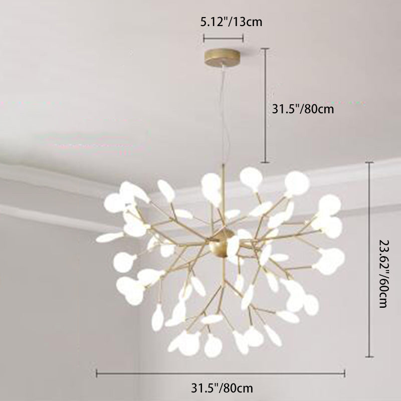 Lustre de style scandinave traditionnel en fer et acrylique avec branches d&