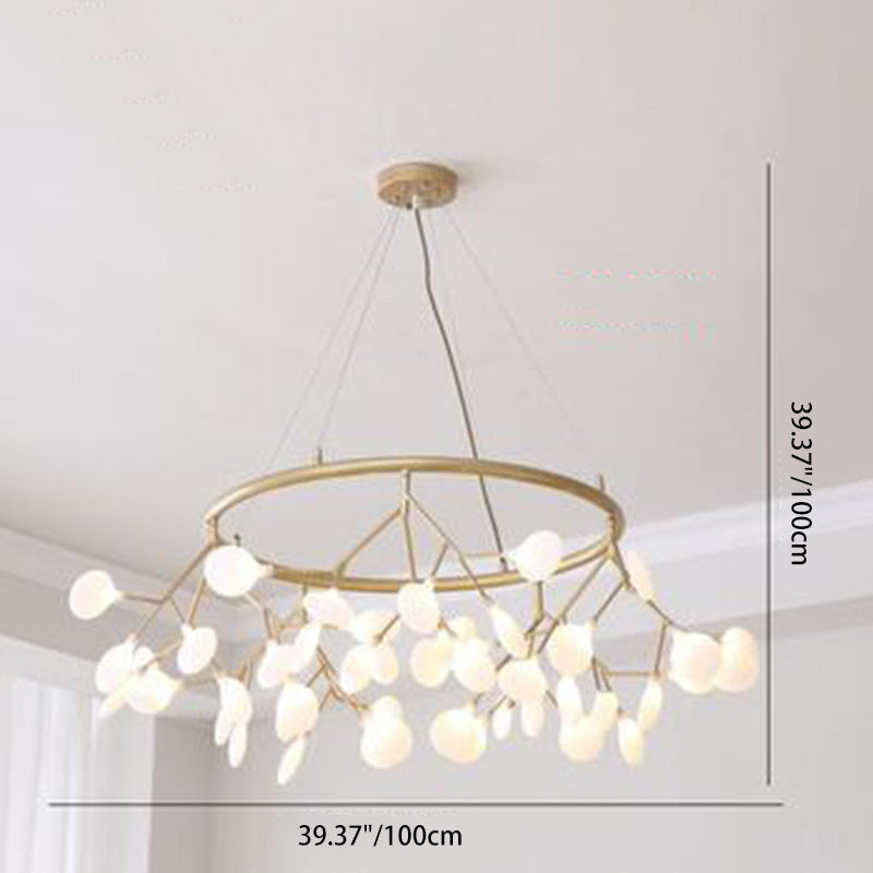Traditional Scandinavian Tree Branch Iron Acrylic 9/27/36/45/54 Light Island Light Chandelier For Living Room