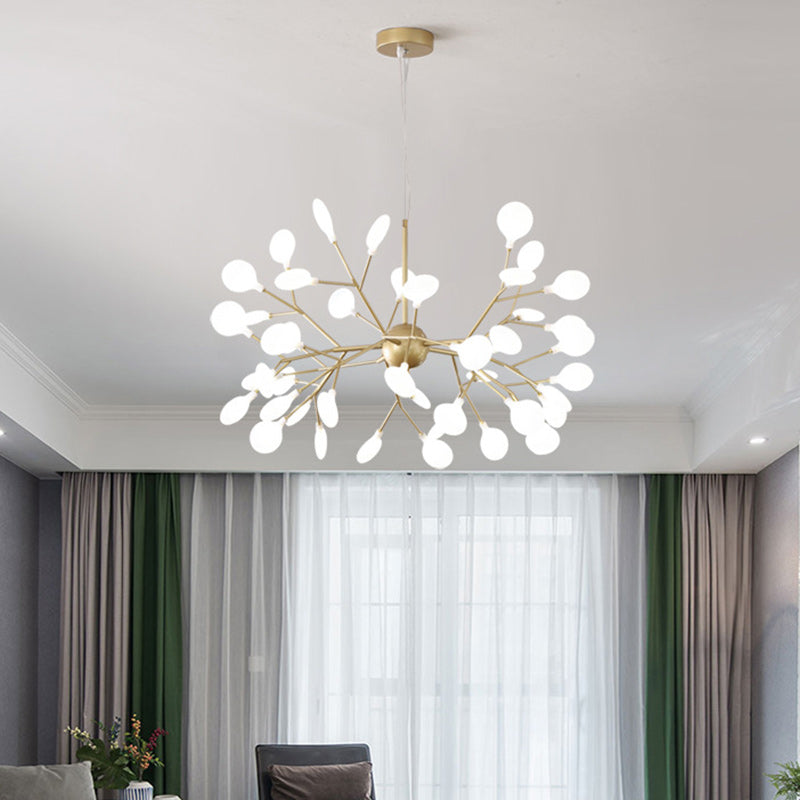 Lustre de style scandinave traditionnel en fer et acrylique avec branches d&