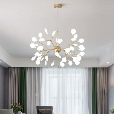 Traditional Scandinavian Tree Branch Iron Acrylic 9/27/36/45/54 Light Island Light Chandelier For Living Room