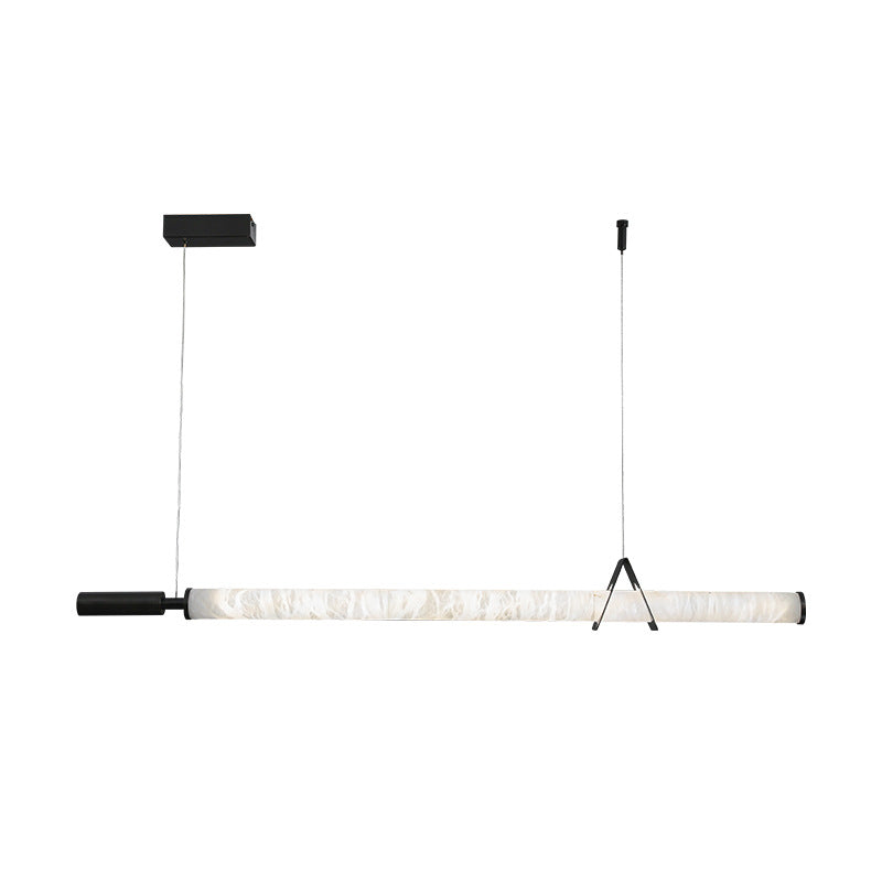 Modern Minimalist Cylindrical Marble Copper LED Island Light Chandelier For Living Room