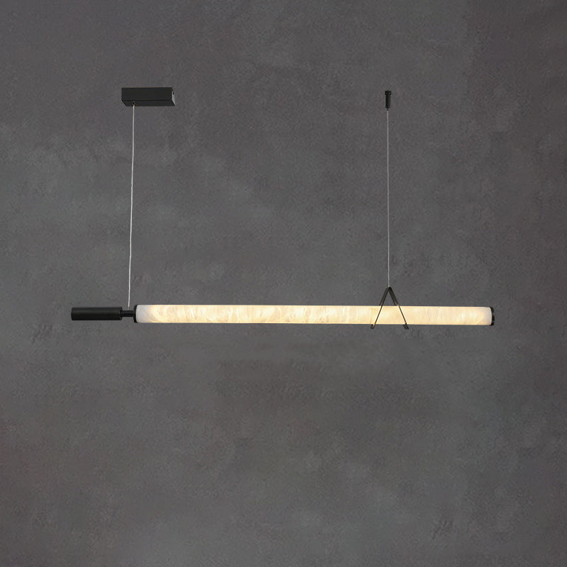 Modern Minimalist Cylindrical Marble Copper LED Island Light Chandelier For Living Room
