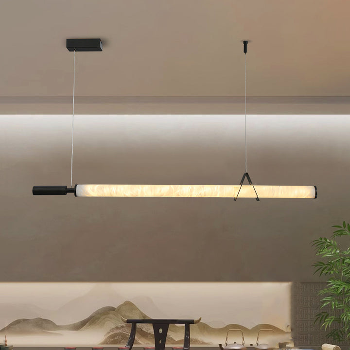 Lustre à LED en marbre cylindrique minimaliste moderne en cuivre pour salon 