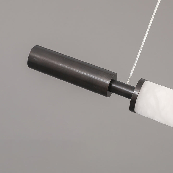 Lustre à LED en marbre cylindrique minimaliste moderne en cuivre pour salon 