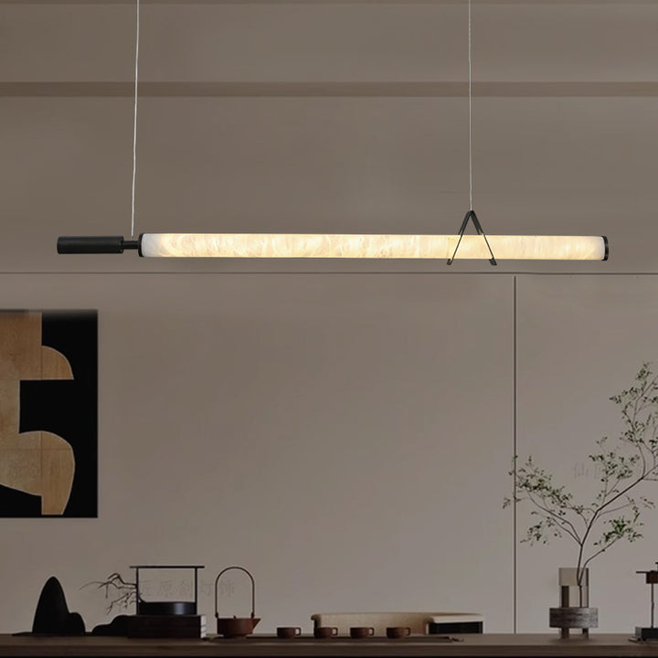 Lustre à LED en marbre cylindrique minimaliste moderne en cuivre pour salon 