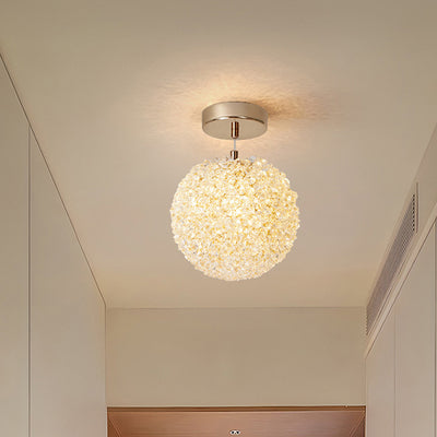 Modern Minimalist Ball Circular Crystal Iron 1-Light Pendant Light For Hallway