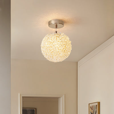 Modern Minimalist Ball Circular Crystal Iron 1-Light Pendant Light For Hallway