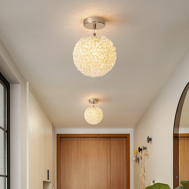 Modern Minimalist Ball Circular Crystal Iron 1-Light Pendant Light For Hallway