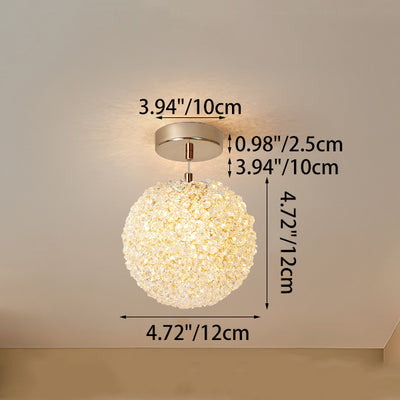 Modern Minimalist Ball Circular Crystal Iron 1-Light Pendant Light For Hallway