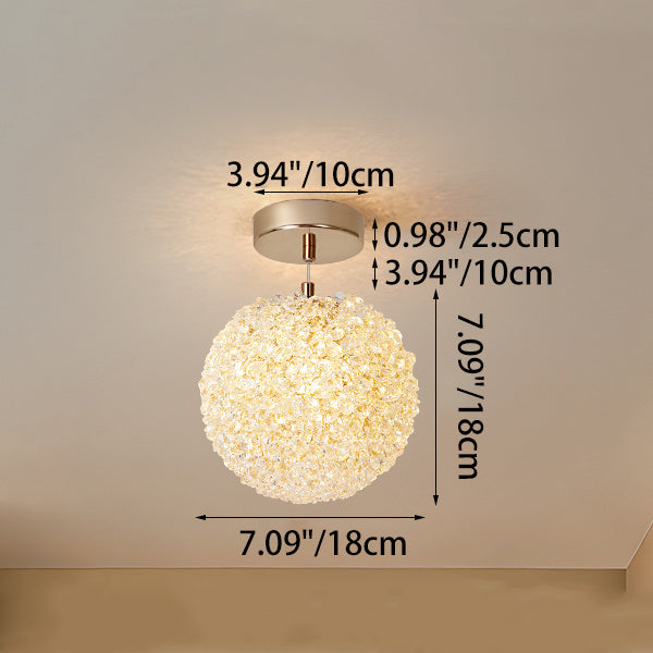Modern Minimalist Ball Circular Crystal Iron 1-Light Pendant Light For Hallway