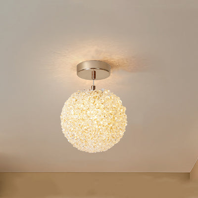 Modern Minimalist Ball Circular Crystal Iron 1-Light Pendant Light For Hallway