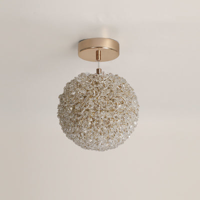 Modern Minimalist Ball Circular Crystal Iron 1-Light Pendant Light For Hallway