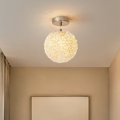 Modern Minimalist Ball Circular Crystal Iron 1-Light Pendant Light For Hallway