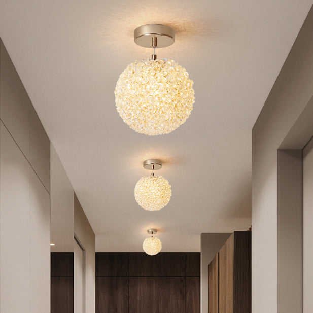 Modern Minimalist Ball Circular Crystal Iron 1-Light Pendant Light For Hallway