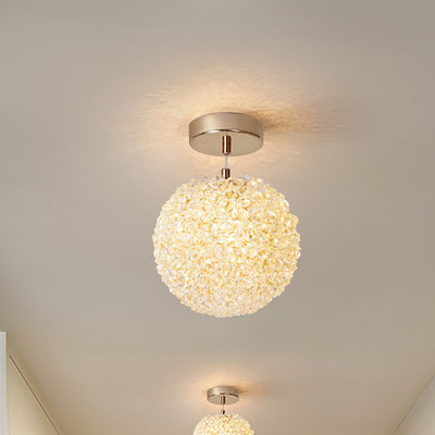 Modern Minimalist Ball Circular Crystal Iron 1-Light Pendant Light For Hallway