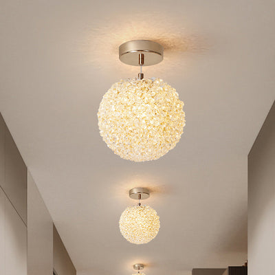 Modern Minimalist Ball Circular Crystal Iron 1-Light Pendant Light For Hallway