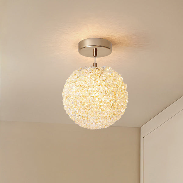 Modern Minimalist Ball Circular Crystal Iron 1-Light Pendant Light For Hallway
