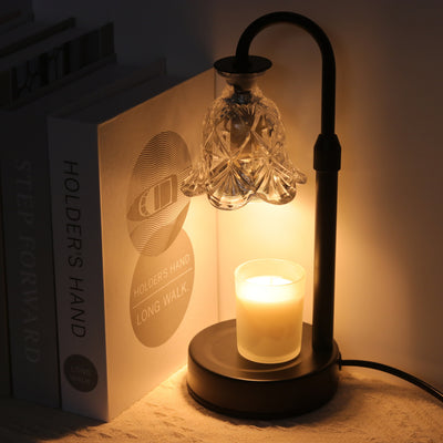 Modern Minimalist Flower Iron Glass Wood 1-Light Aromatherapy Melting Wax Table Lamp For Bedroom