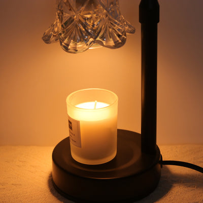 Modern Minimalist Flower Iron Glass Wood 1-Light Aromatherapy Melting Wax Table Lamp For Bedroom