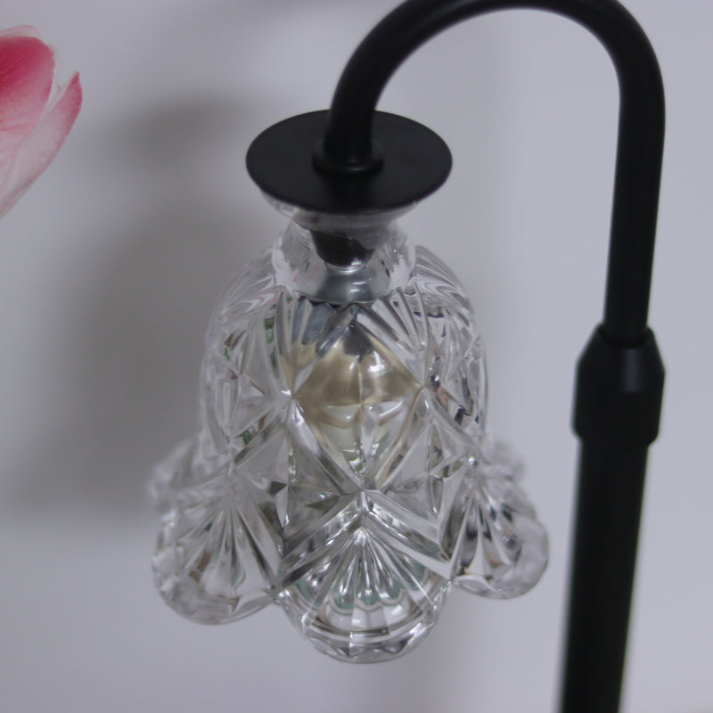 Modern Minimalist Flower Iron Glass Wood 1-Light Aromatherapy Melting Wax Table Lamp For Bedroom