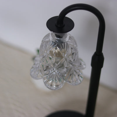 Modern Minimalist Flower Iron Glass Wood 1-Light Aromatherapy Melting Wax Table Lamp For Bedroom