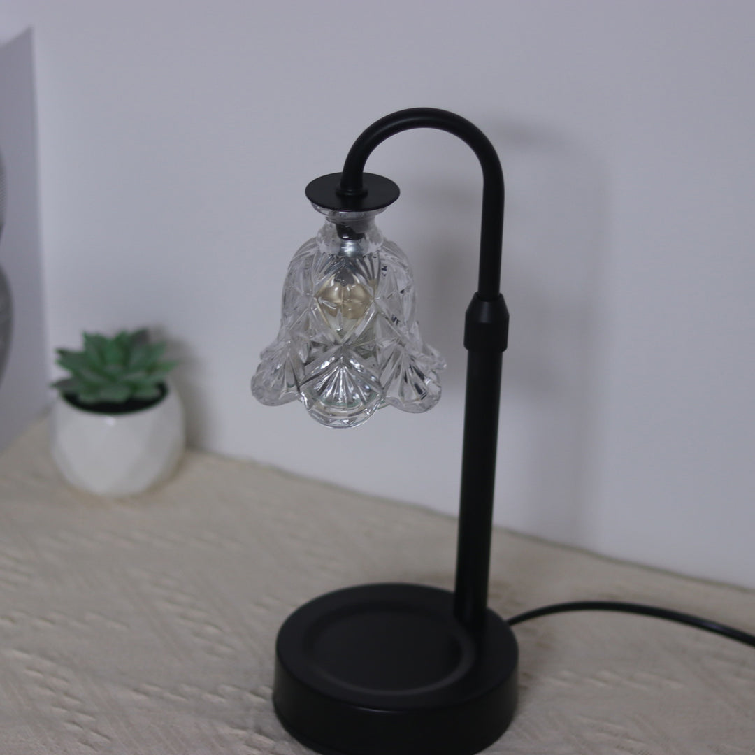 Modern Minimalist Flower Iron Glass Wood 1-Light Aromatherapy Melting Wax Table Lamp For Bedroom