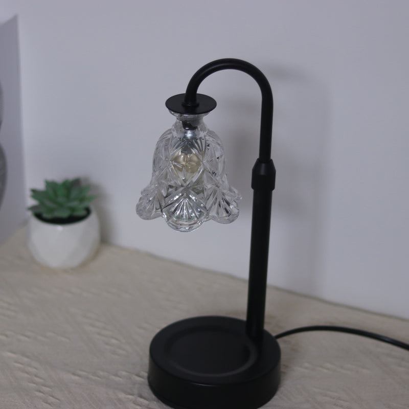 Modern Minimalist Flower Iron Glass Wood 1-Light Aromatherapy Melting Wax Table Lamp For Bedroom