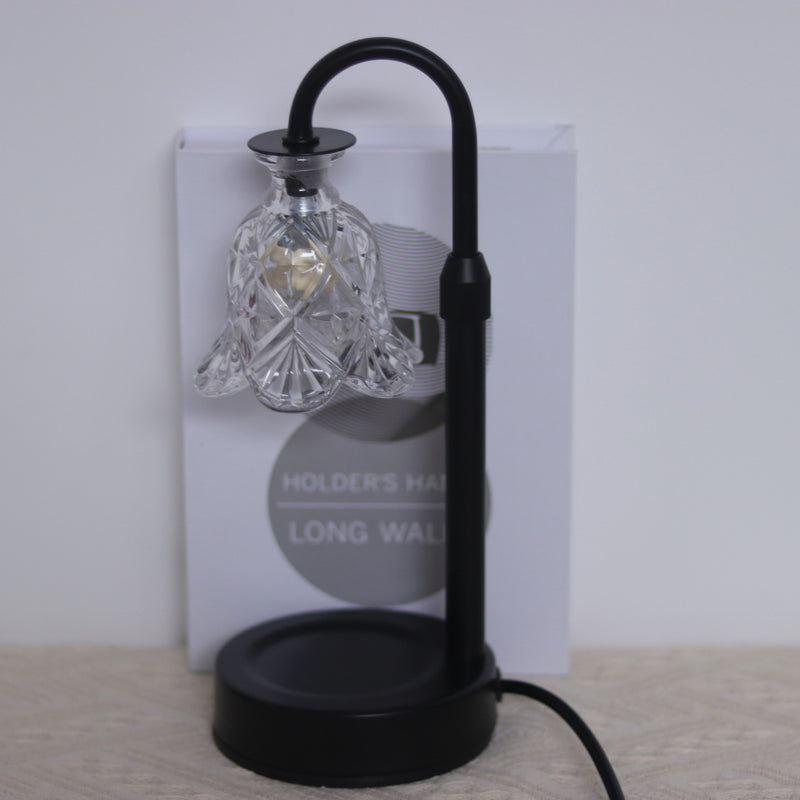 Modern Minimalist Flower Iron Glass Wood 1-Light Aromatherapy Melting Wax Table Lamp For Bedroom
