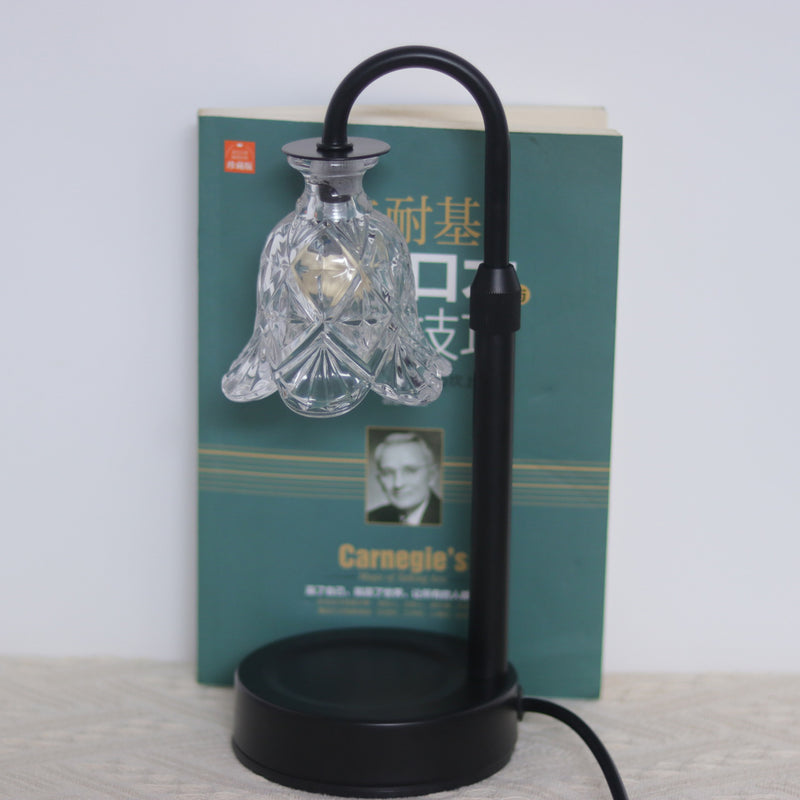 Modern Minimalist Flower Iron Glass Wood 1-Light Aromatherapy Melting Wax Table Lamp For Bedroom
