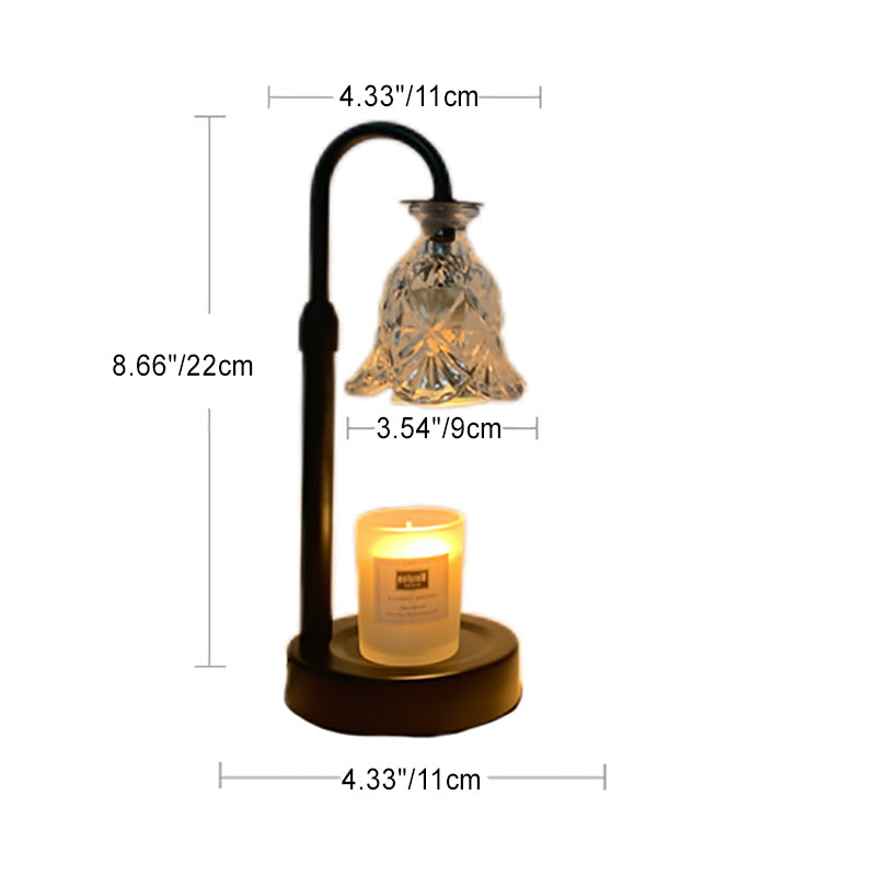 Modern Minimalist Flower Iron Glass Wood 1-Light Aromatherapy Melting Wax Table Lamp For Bedroom